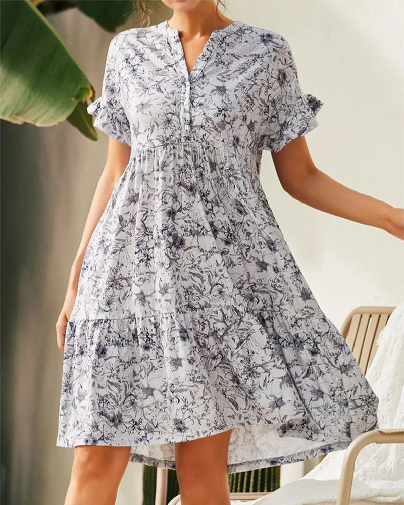 Women's Floral Sundress with Rose Pattern - VogeLuxe
