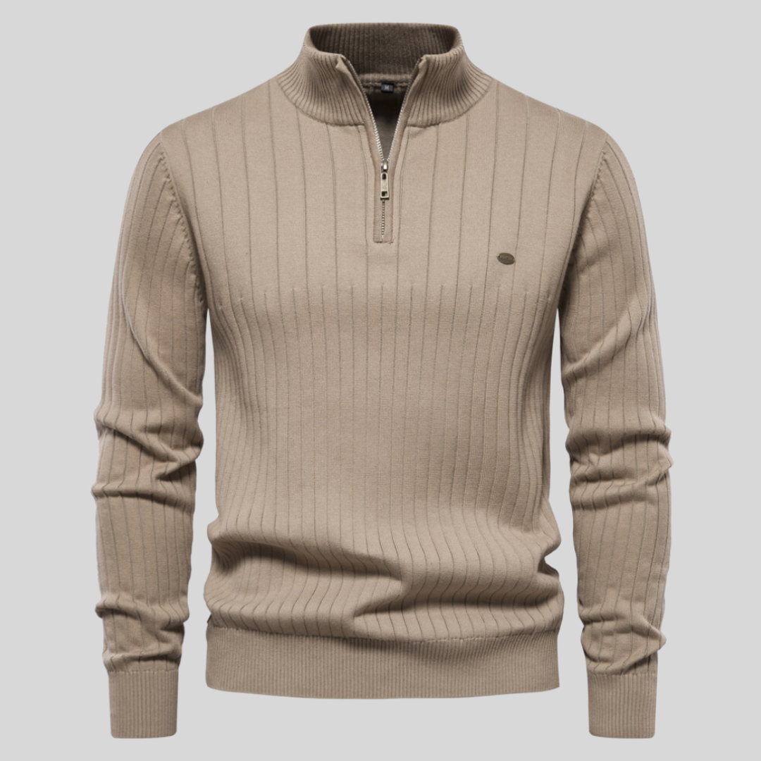 Men's Casual Quarter Zip Long Sleeve Pullover