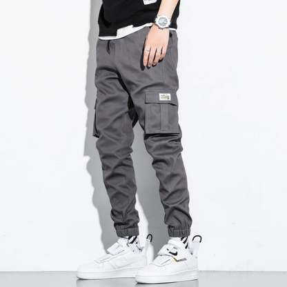 Relaxed Fit Cargo Pants with Elastic Waist and Pockets - VogeLuxe