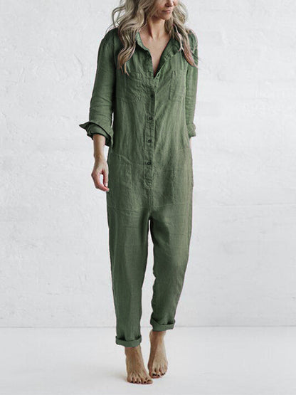 Elegant Summer Linen Jumpsuit for Women - VogeLuxe