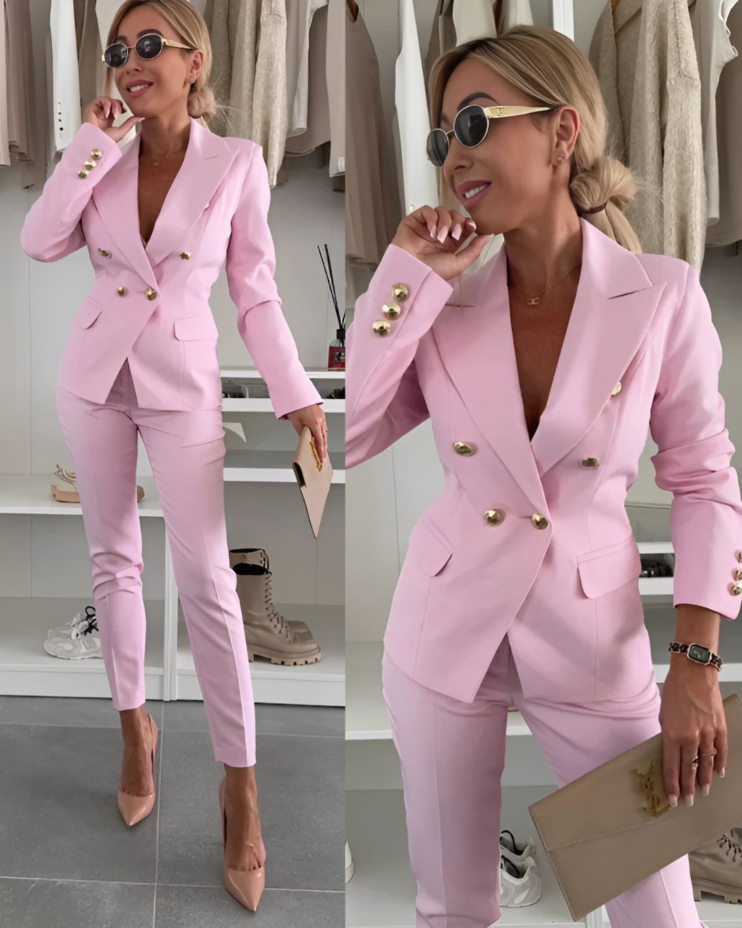 Classic Fit Women's Double Breasted Business Suit