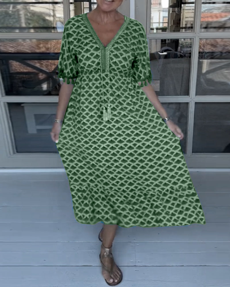 Lightweight V-Neck Printed Summer Dress for Women