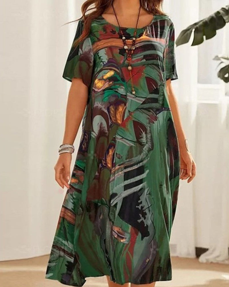 Comfy Women's Sundress with Round Neckline