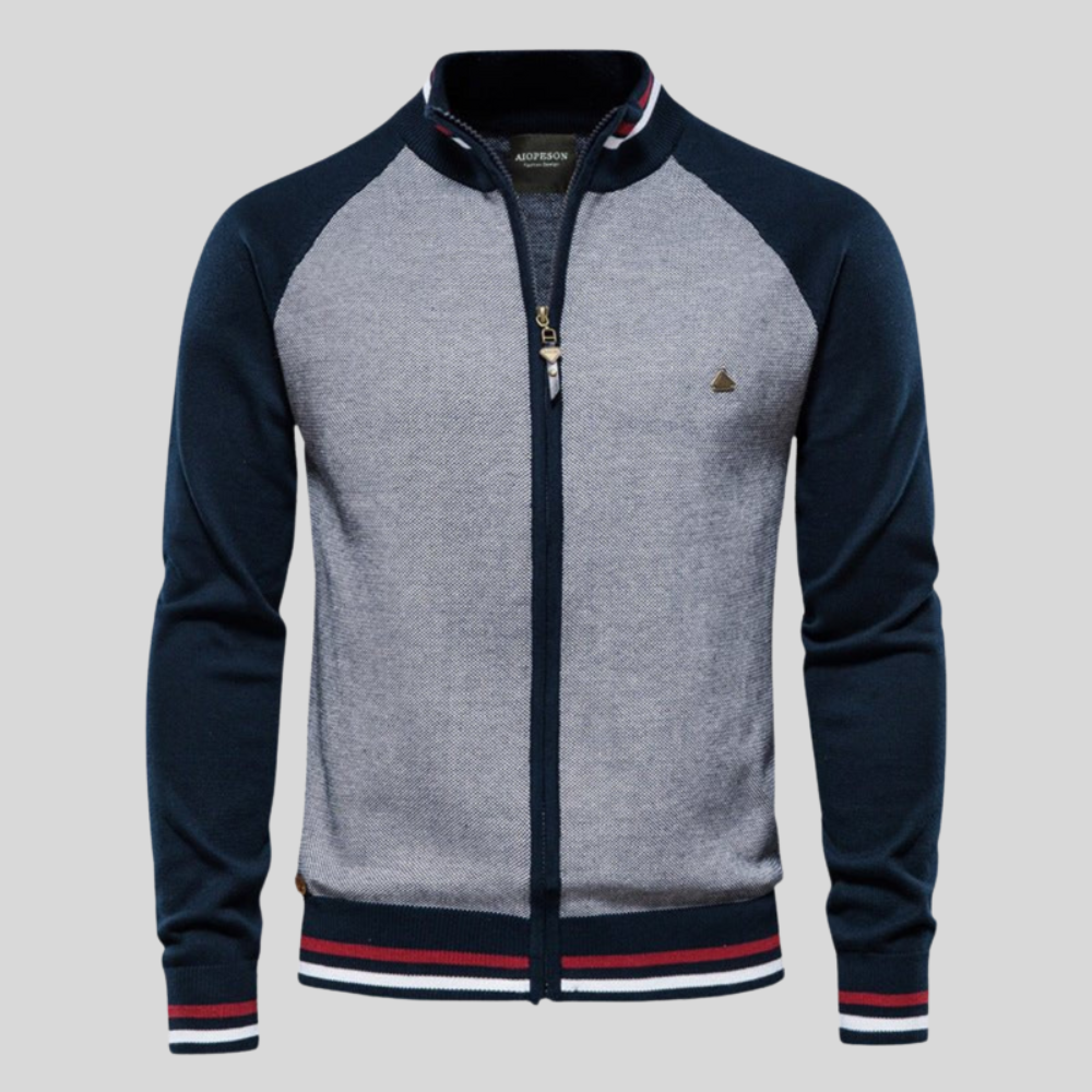 VogeLuxe | Men’s Two Tone Raglan Zip Cardigan