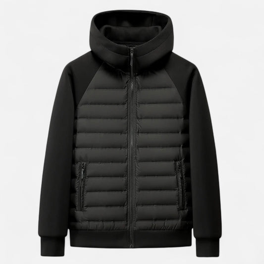 Warm Men's Quilted Down Hoodie Jacket - VogeLuxe