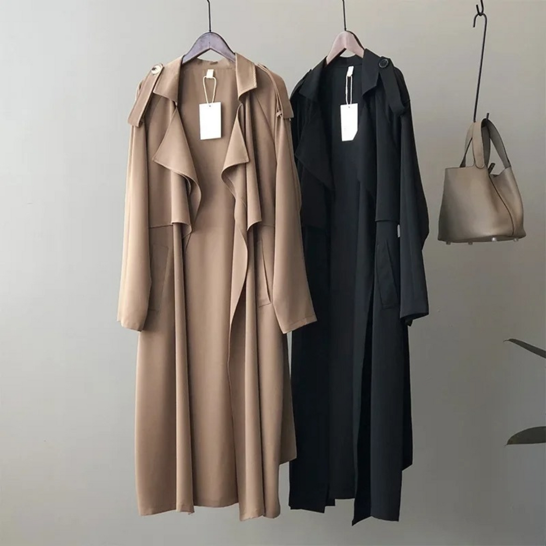 Relaxed Fit Waterfall Trench Coat - BritishElegance