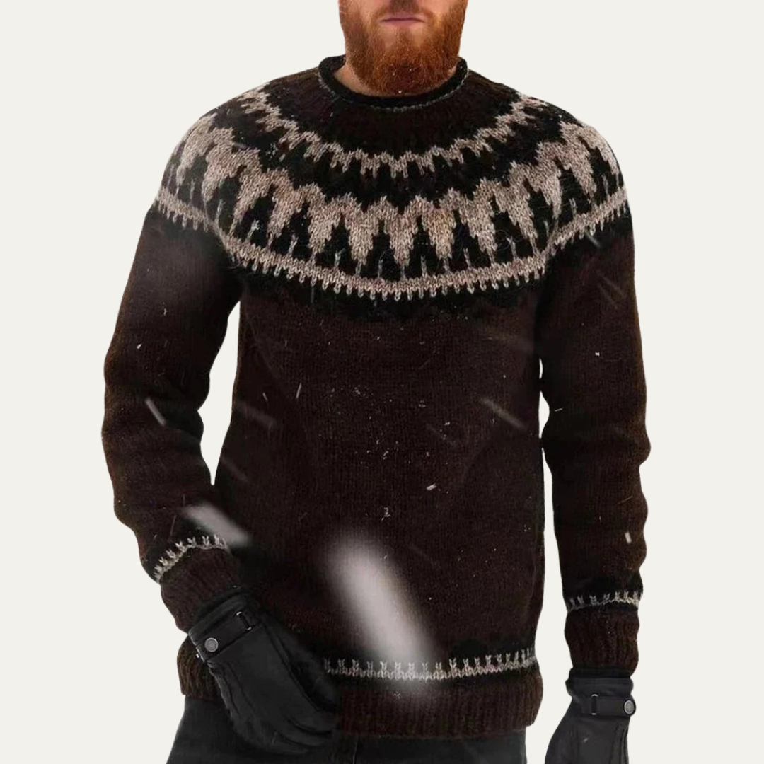 VogeLuxe | Men’s Fair Isle Crew Neck Knit Sweater