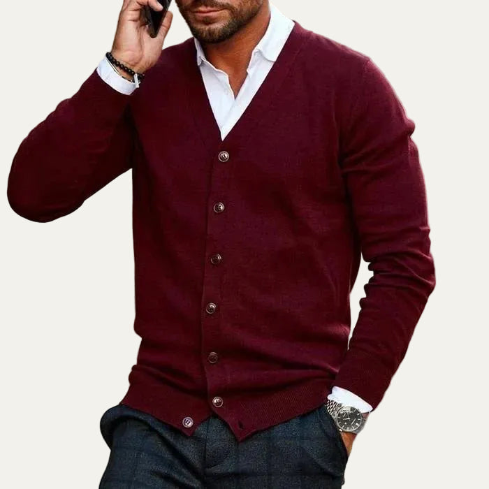 VogeLuxe | Men’s V Neck Button Front Cardigan Sweater