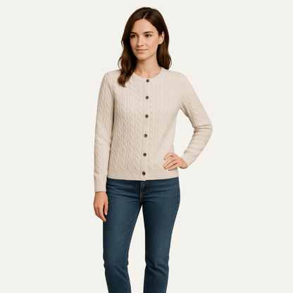 VogeLuxe | Women’s Cable Knit Button-Front Cardigan