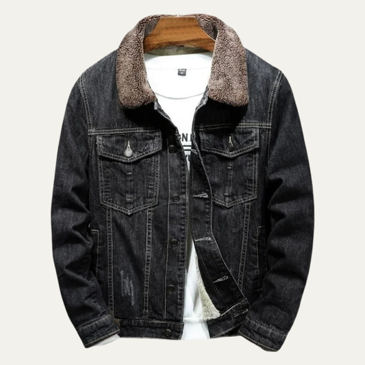 VogeLuxe | Men’s Winter Shearling Lined Denim Trucker Jacket