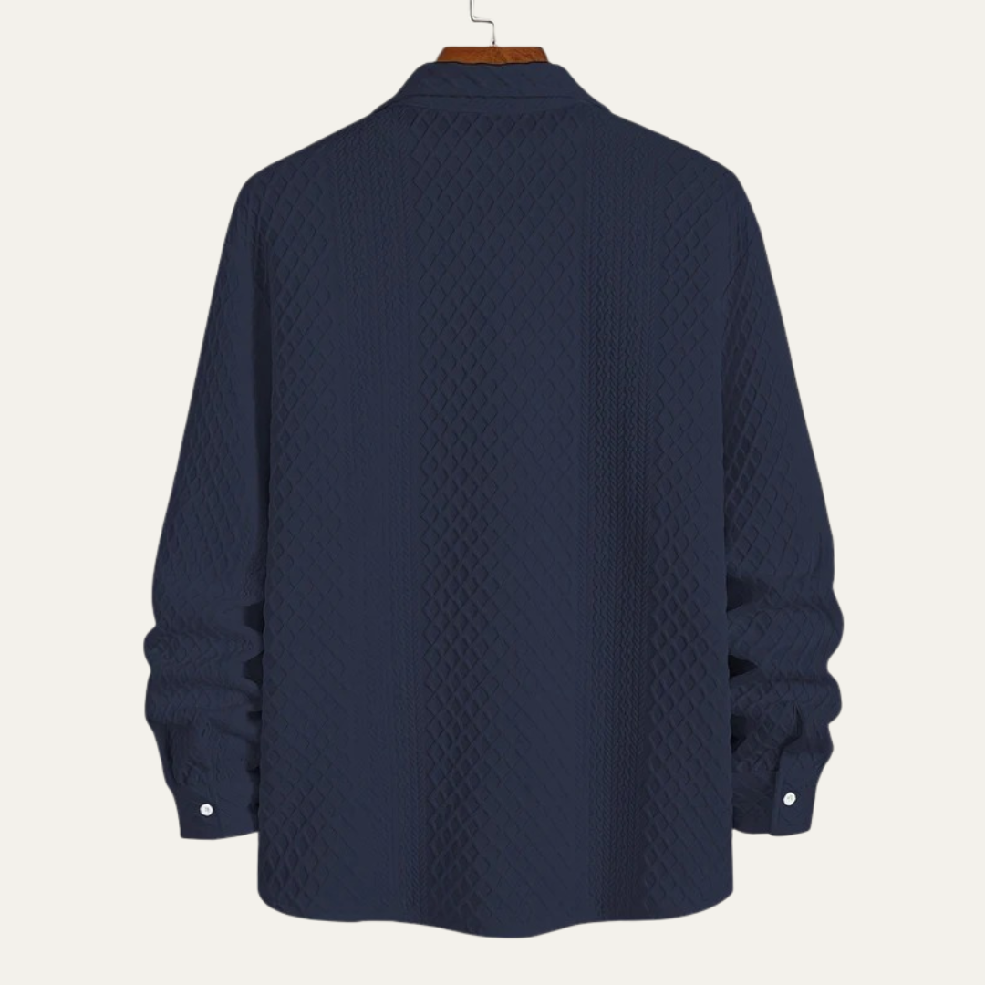 VogeLuxe | Men’s Embossed Waffle Texture Button Down Shirt