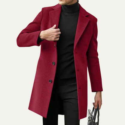 VogeLuxe | Men’s Classic Mid-Thigh Wool Blend Overcoat