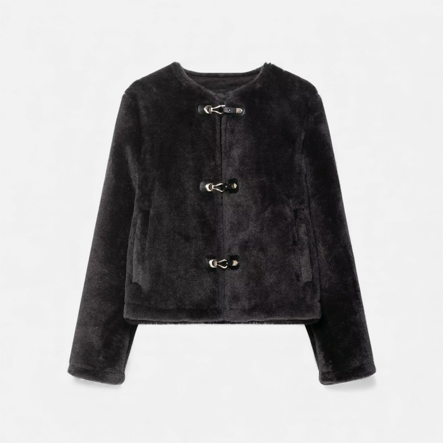 Luxury Faux Fur Coat with Toggle Buttons