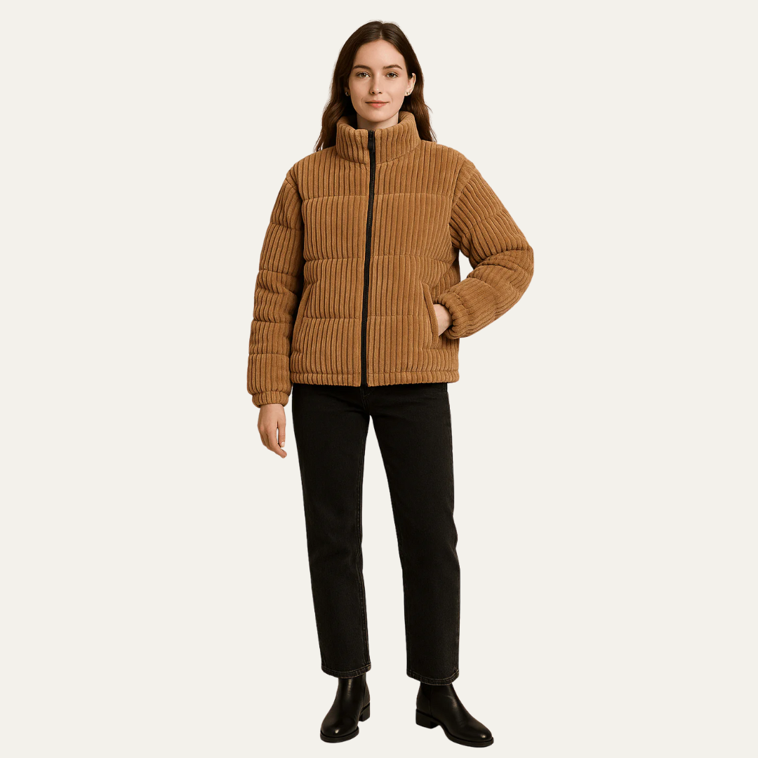 VogeLuxe | Women’s Corduroy Cropped Puffer Jacket