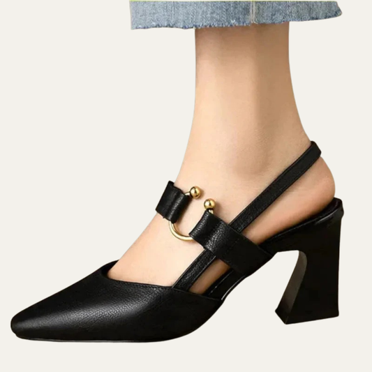 VogeLuxe | Women’s Pointed Toe Slingback Pumps with Block Heel