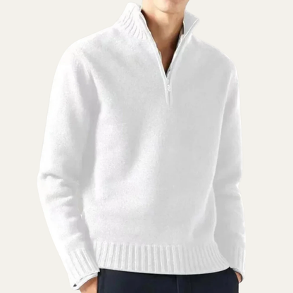 VogeLuxe | Men’s Ribbed Collar Quarter Zip Sweater