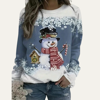 VogeLuxe | Women’s Festive Snowman Crewneck Sweatshirt