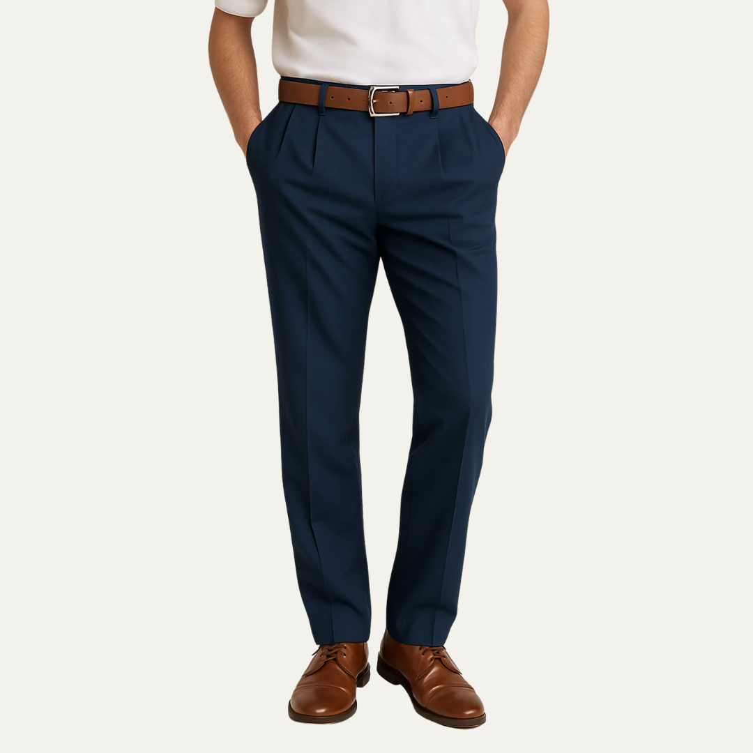 VogeLuxe | Men’s Classic Single-Pleat Dress Trousers