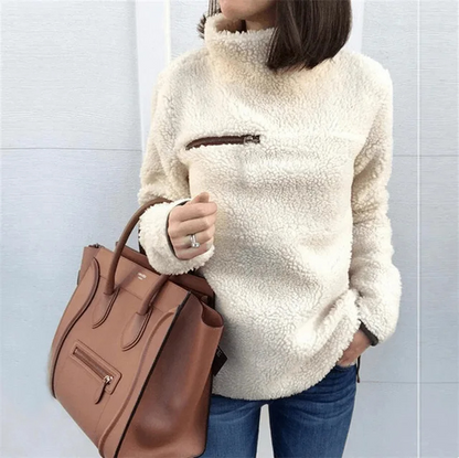 Cozy Women's Zip Up Winter Sweater - BritishElegance