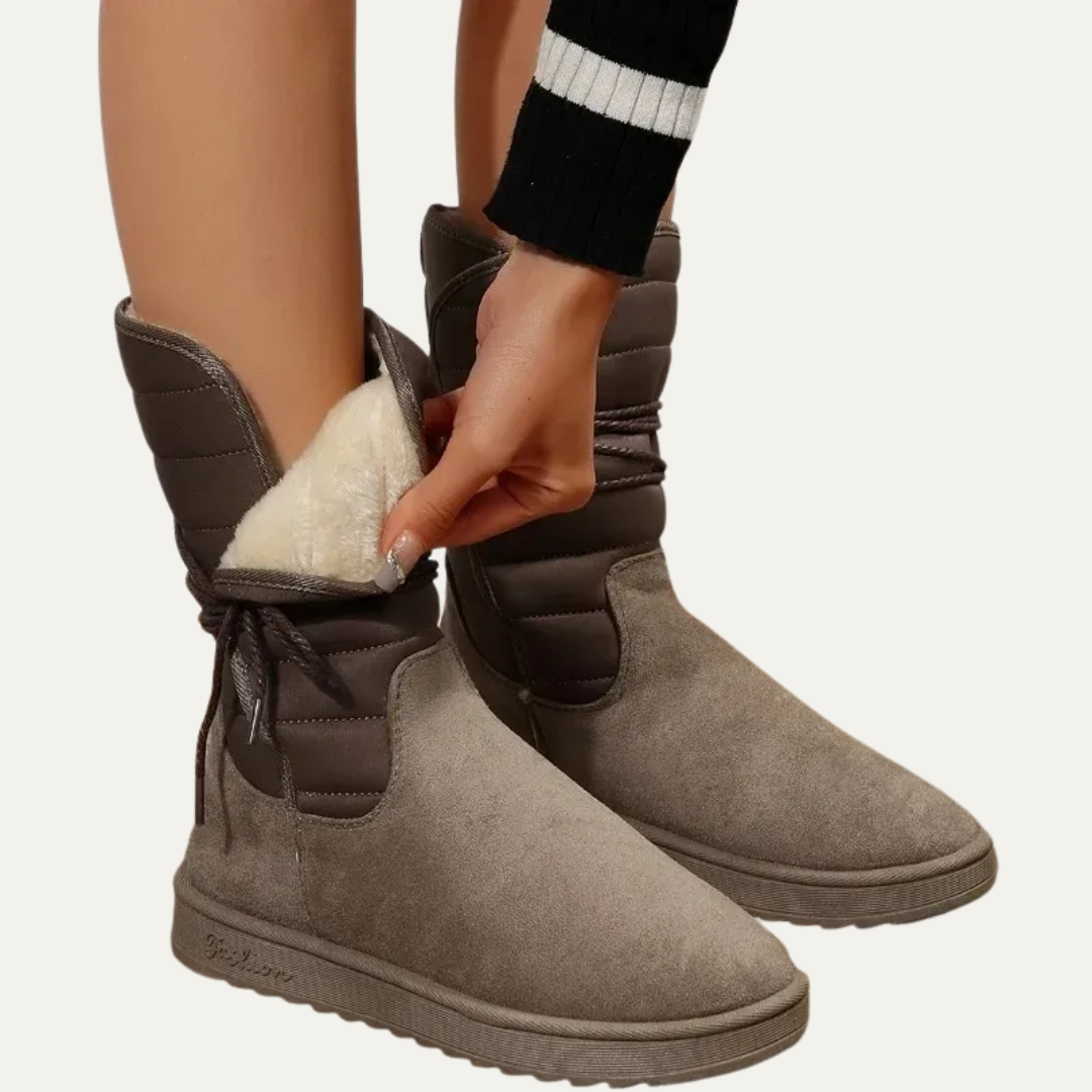 VogeLuxe | Women’s Quilted Faux Fur Lined Mid Calf Winter Boots