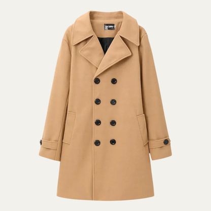 VogeLuxe | Men's Double-Breasted Mid-Length Peacoat