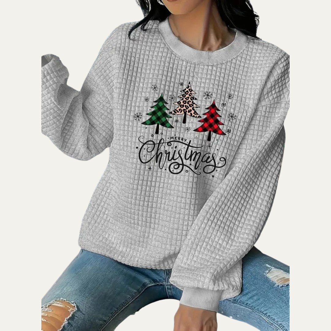 VogeLuxe | Women’s Quilted Christmas Crewneck Sweatshirt