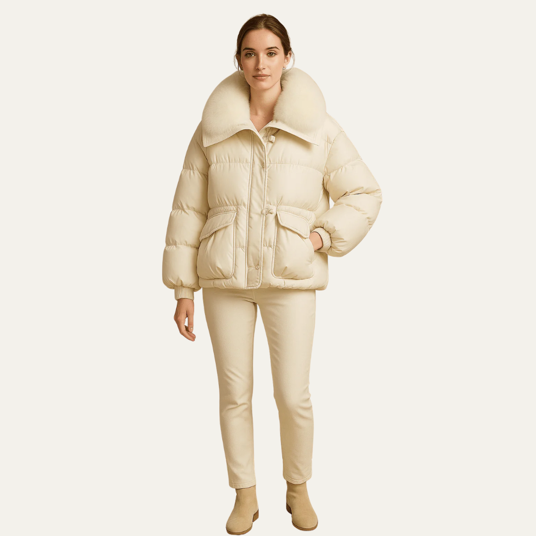 VogeLuxe | Women’s Fur Quilted Cropped Puffer Jacket