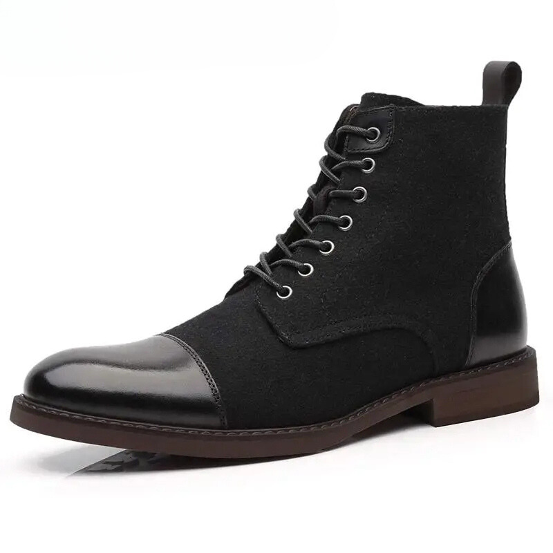 Men's Insulated Wool High Top Chelsea Boots | Sustainable Leather - BritishElegance