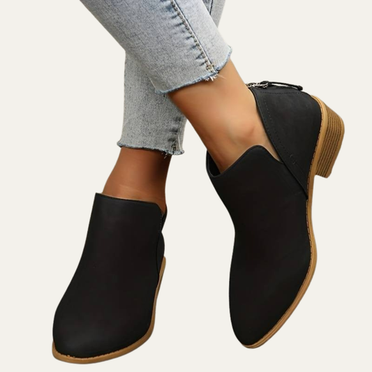 VogeLuxe | Women’s Almond Toe Ankle Boots with Block Heel