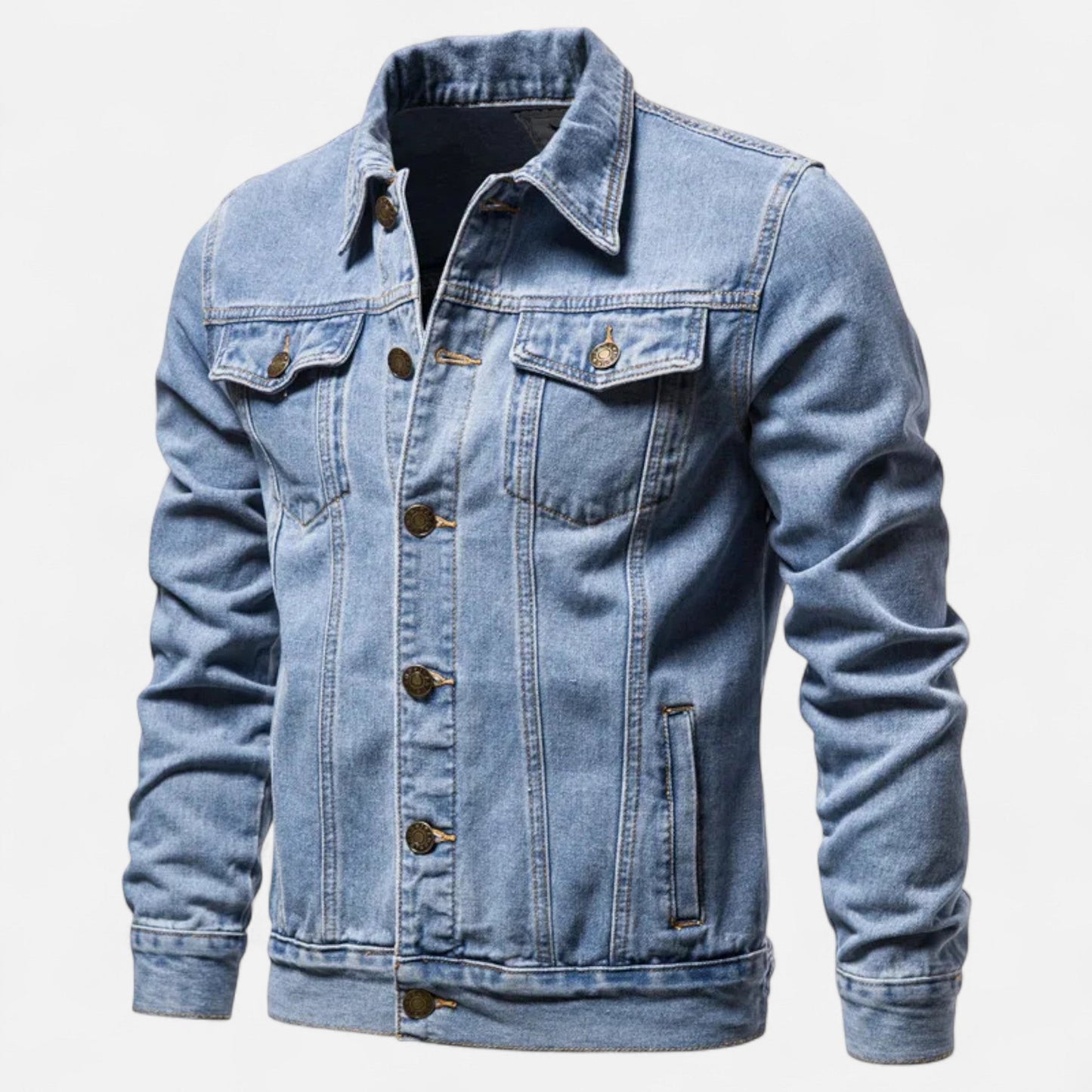 Classic Mens Denim Coat - Retro Fall Cotton Jacket
