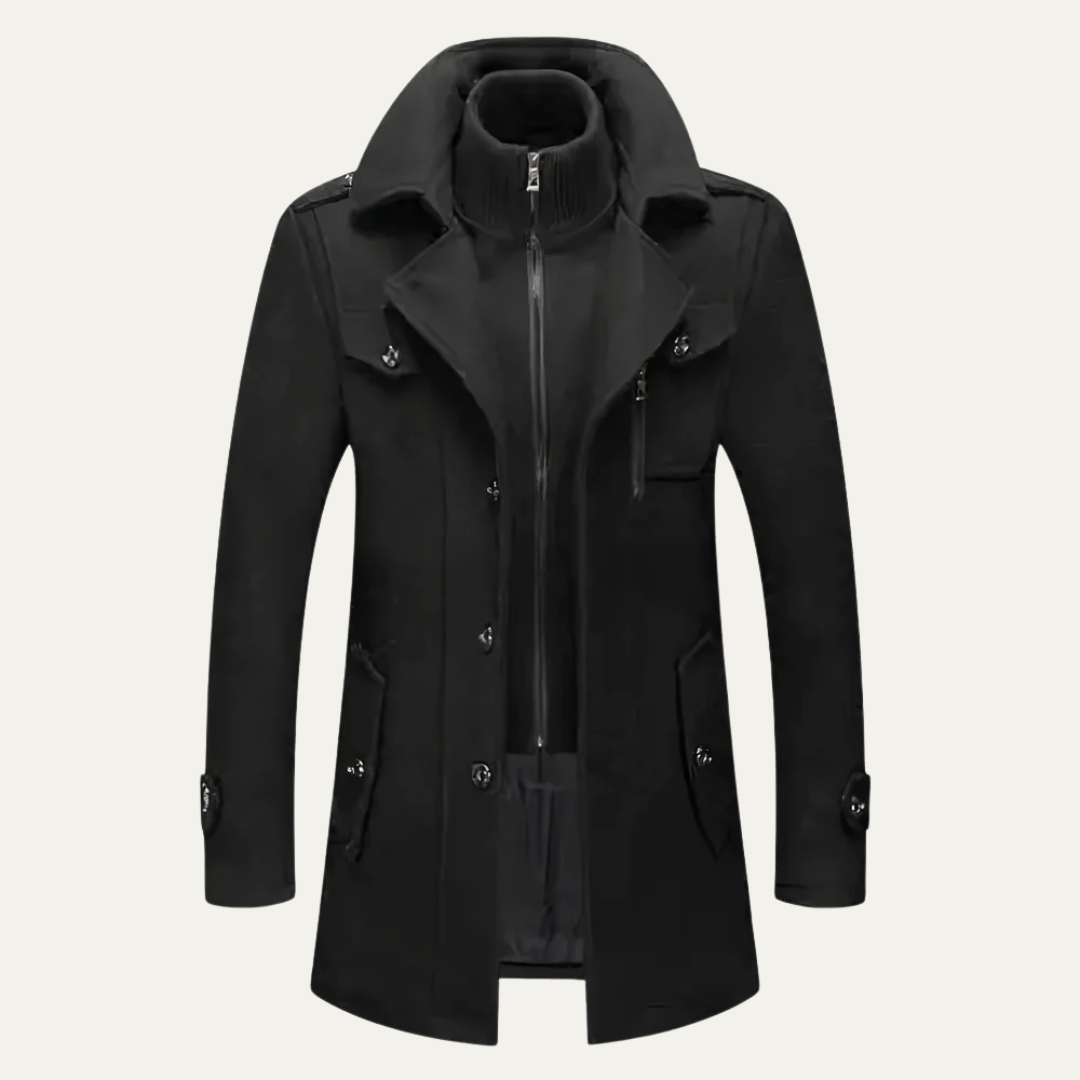 VogeLuxe | Men’s Mid Length Wool Blend Trench Coat