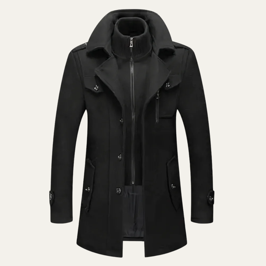 VogeLuxe | Men’s Mid Length Wool Blend Trench Coat
