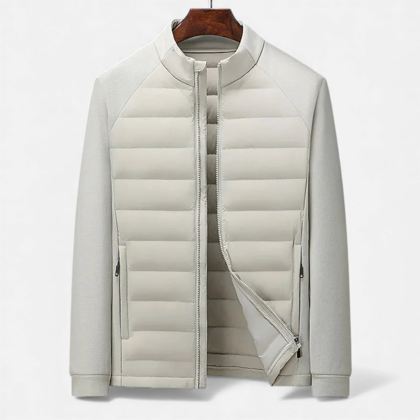 Warm Men's Padded Down Coat with High Collar