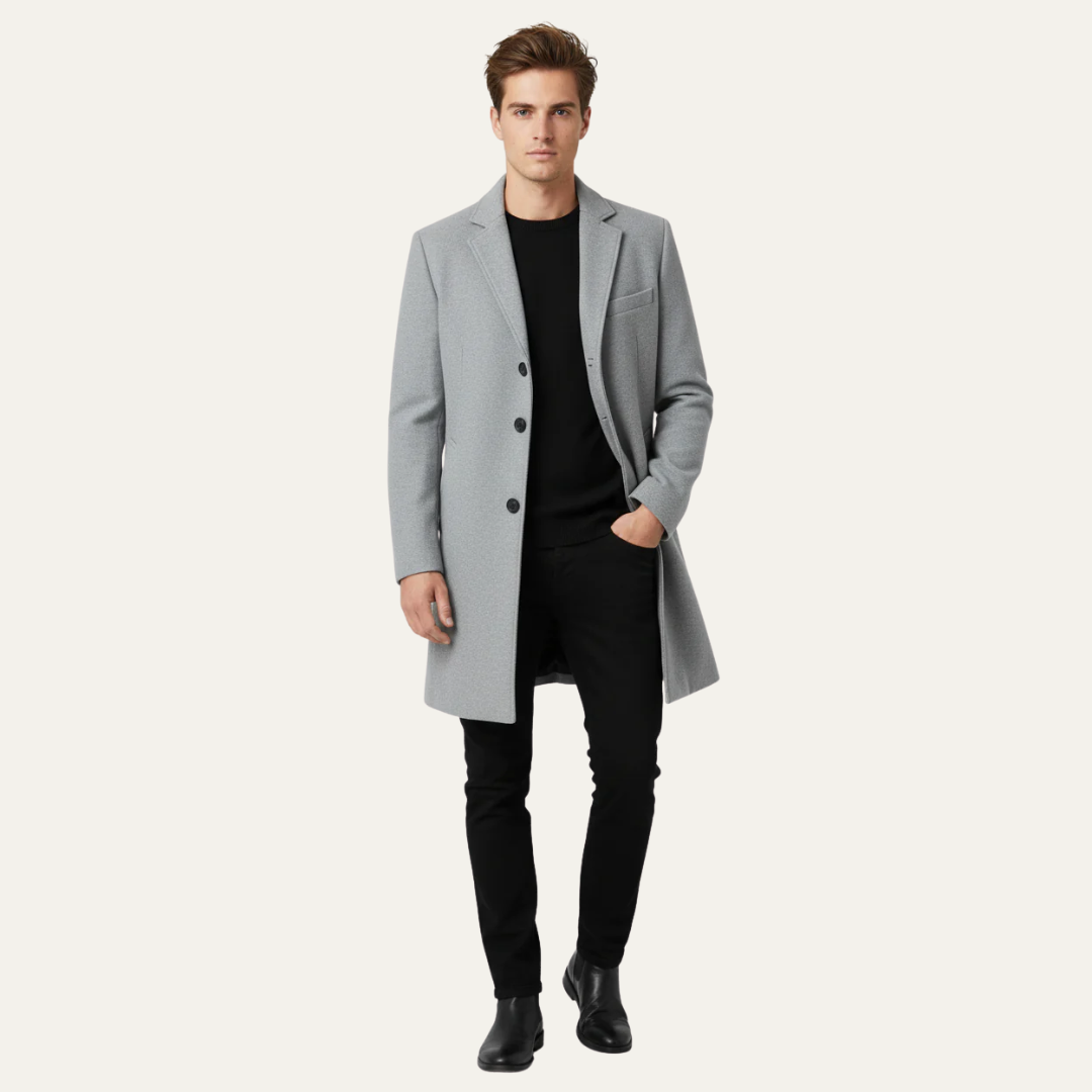 VogeLuxe | Men’s Classic Winter Single-Breasted Trench Coat