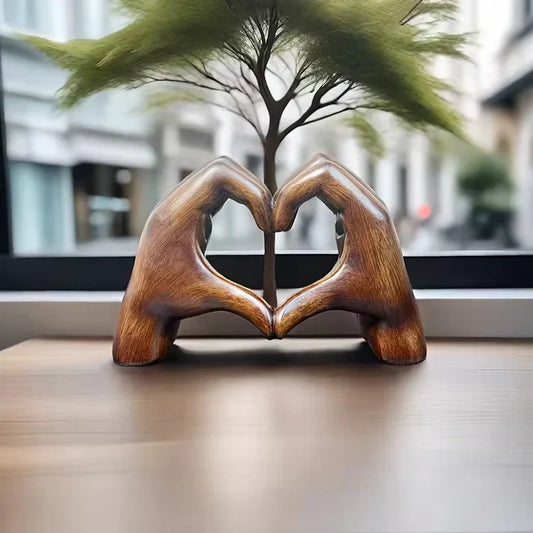 Carved Wood Love Figurine | Home Decor Accent - VogeLuxe