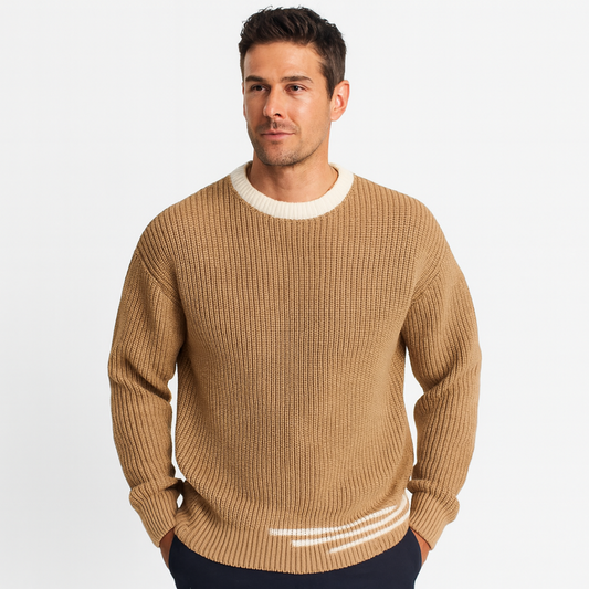 VogeLuxe | Men’s Ribbed Stripe Trim Sweater
