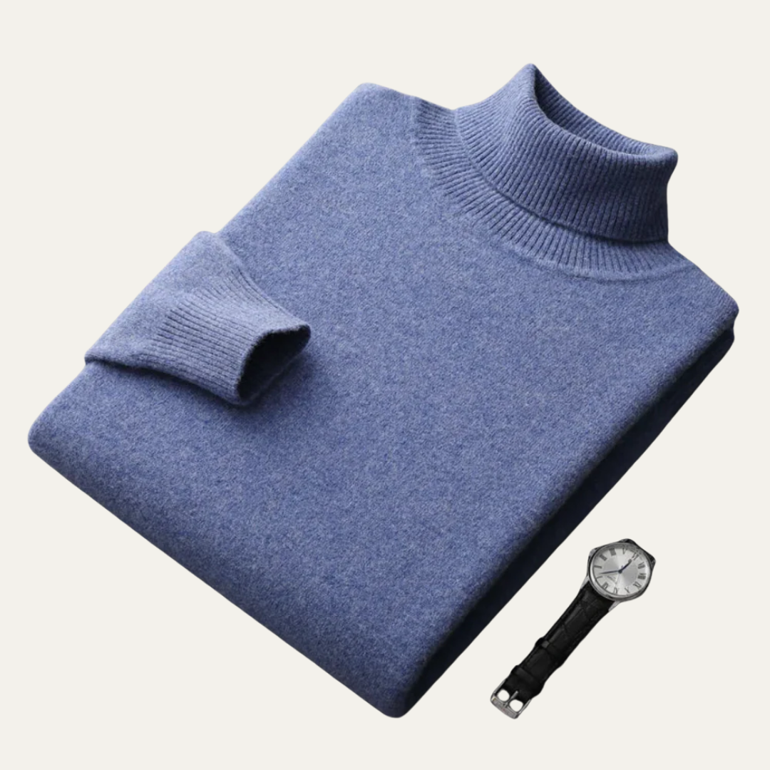 VogeLuxe | Men’s Smooth Knit Fitted Turtleneck Sweater