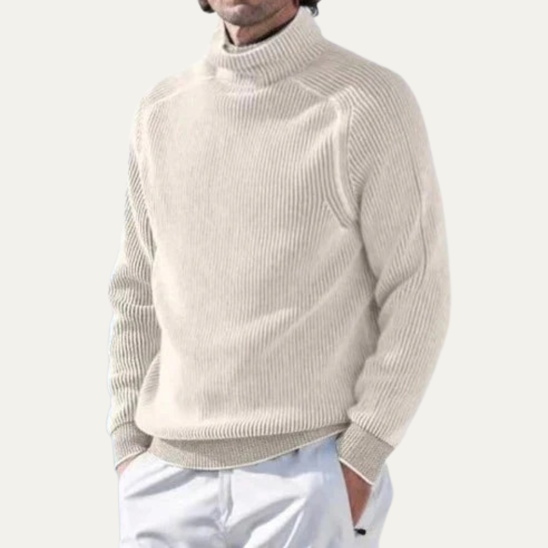 VogeLuxe | Men’s Heavyweight Ribbed Knit Turtleneck Sweater