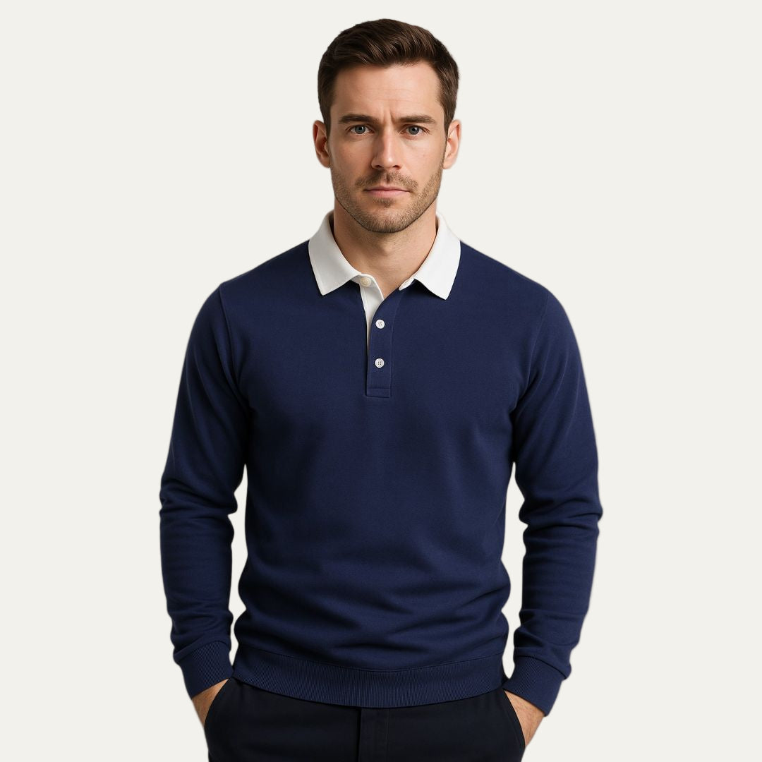 VogeLuxe | Men’s Classic Contrast Collar Rugby Shirt