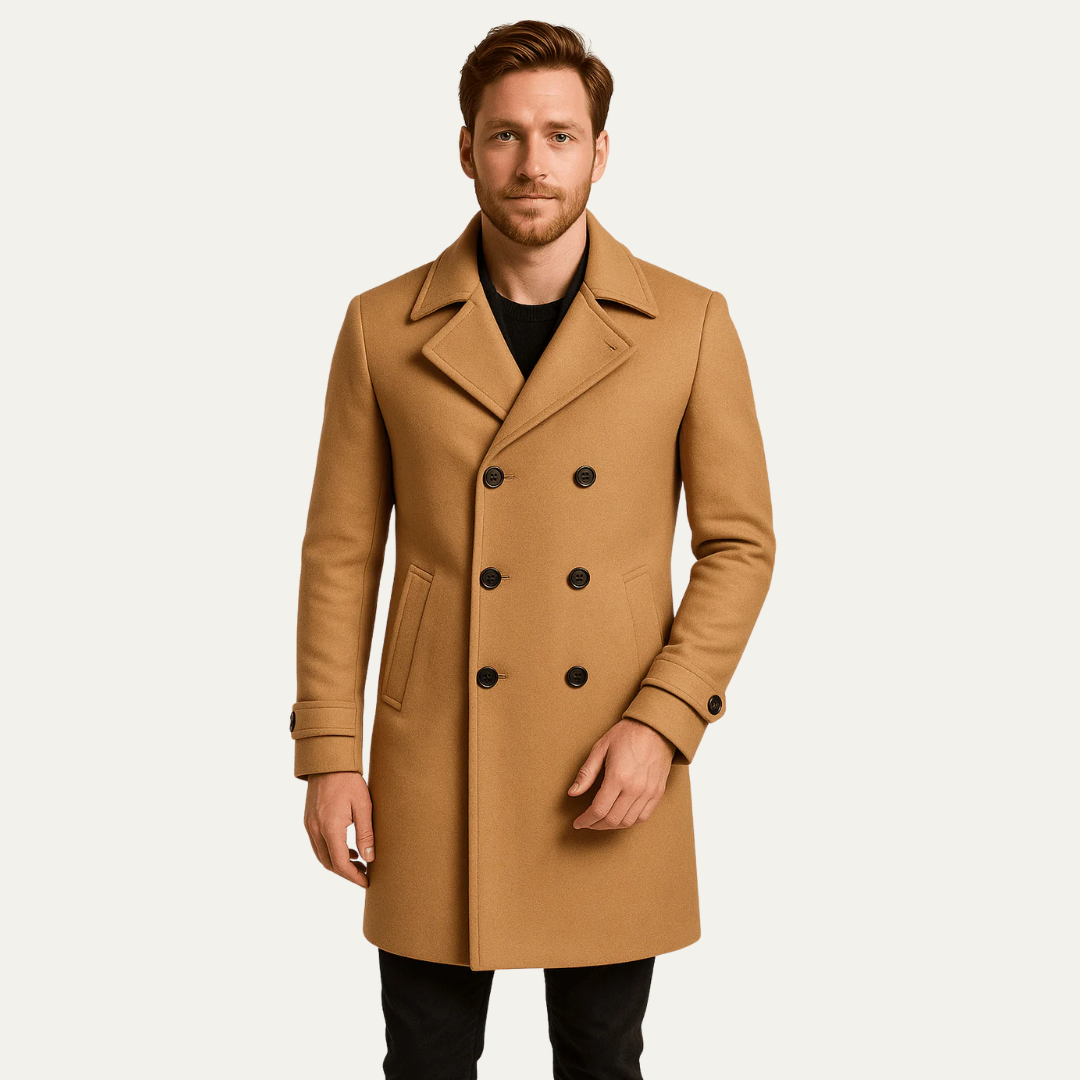 VogeLuxe | Men’s Classic Wool Blend Peacoat