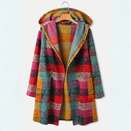 Warm Cozy Plaid Hooded Cardigan for Women - VogeLuxe