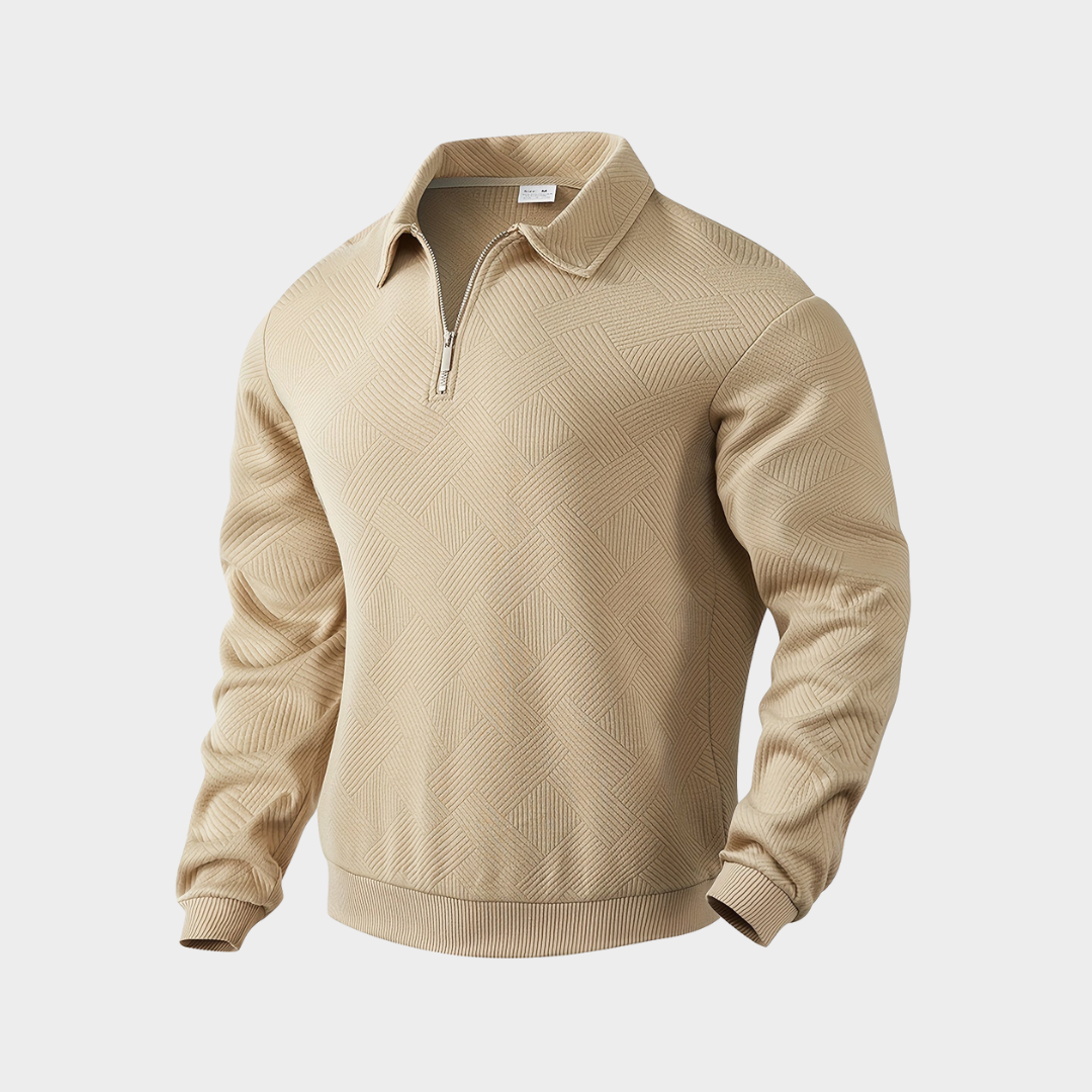 VogeLuxe | Men’s Quarter Zip Textured Knit Pullover