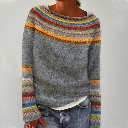 Warm Colorful Long Sleeve Winter Sweater for Women - BritishElegance