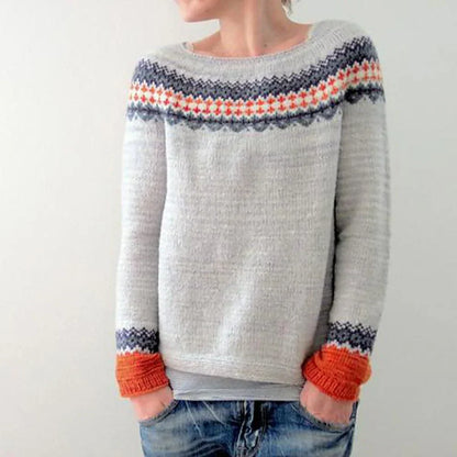 Women's Cozy Grey Sweater Long Sleeve Top