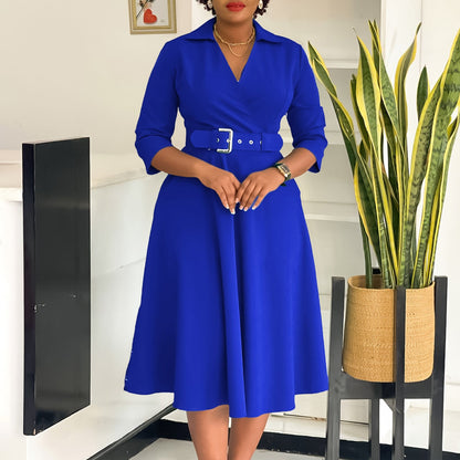 Elegant Fitted Waist 3/4 Sleeve Ladies Formal Dress