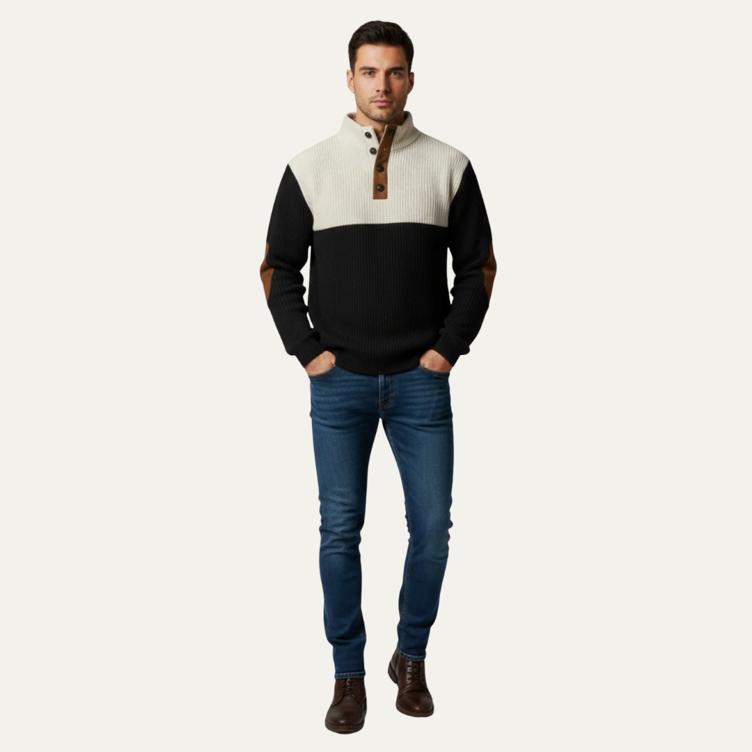 VogeLuxe | Men’s Color Block Button Placket Sweater