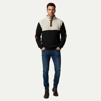 VogeLuxe | Men’s Color Block Button Placket Sweater