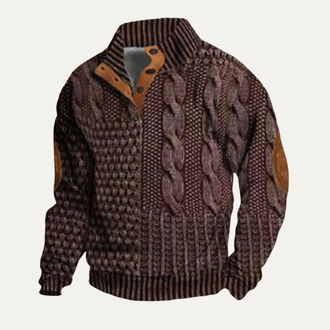 VogeLuxe | Men’s Quilted Funnel Neck Pullover Sweater