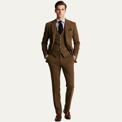 VogeLuxe | Men’s Textured Tweed Three Piece Suit