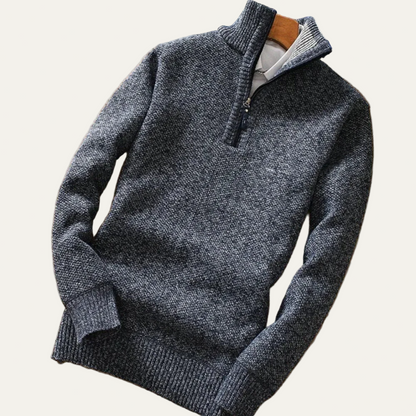 VogeLuxe | Men’s Refined Mock Neck Quarter Zip Sweater